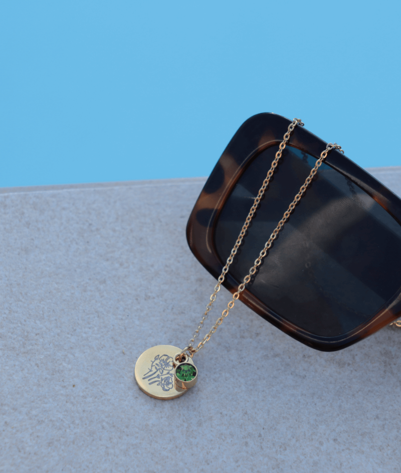 Kette Geburtsblume und Geburtsstein Geschenkidee