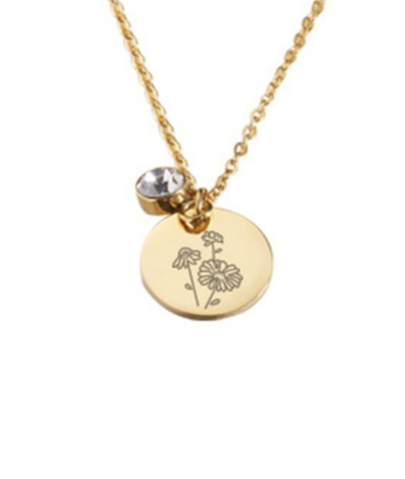 Kette Geburtsblume und Geburtsstein Geschenkidee