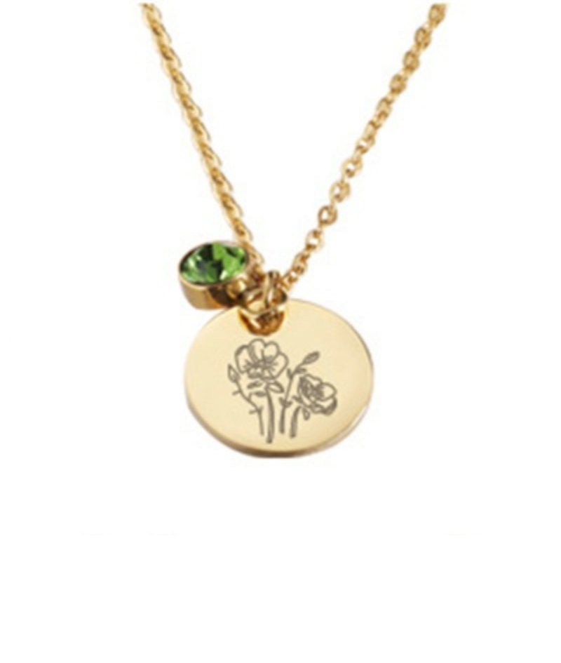 Kette Geburtsblume und Geburtsstein Geschenkidee