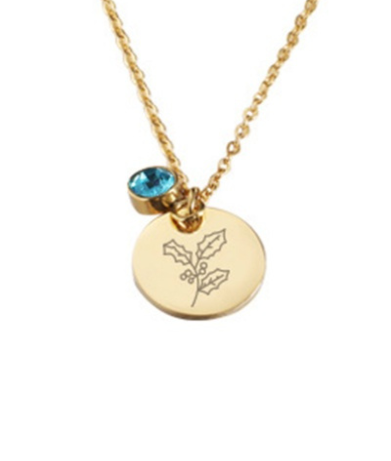 Kette Geburtsblume und Geburtsstein Geschenkidee
