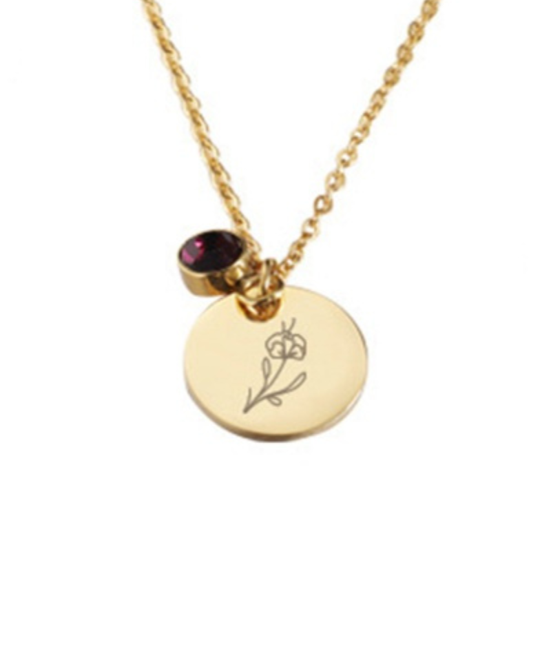 Kette Geburtsblume und Geburtsstein Geschenkidee