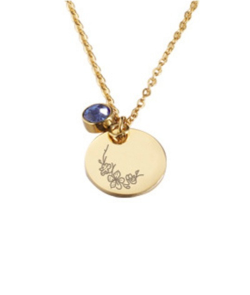 Kette Geburtsblume und Geburtsstein Geschenkidee