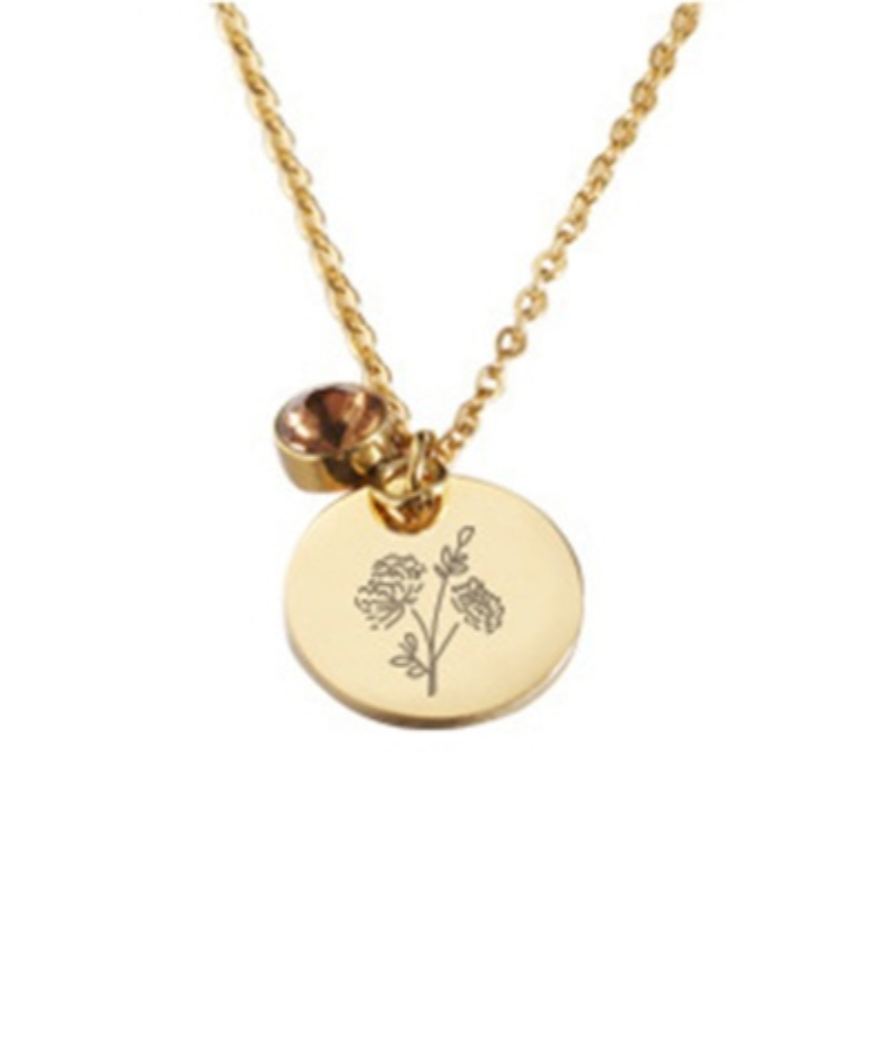 Kette Geburtsblume und Geburtsstein Geschenkidee
