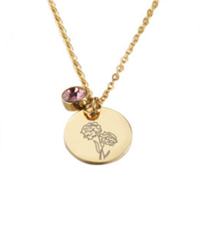 Kette Geburtsblume und Geburtsstein Geschenkidee