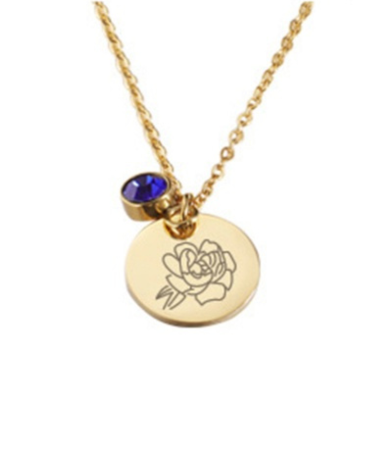 Kette Geburtsblume und Geburtsstein Geschenkidee