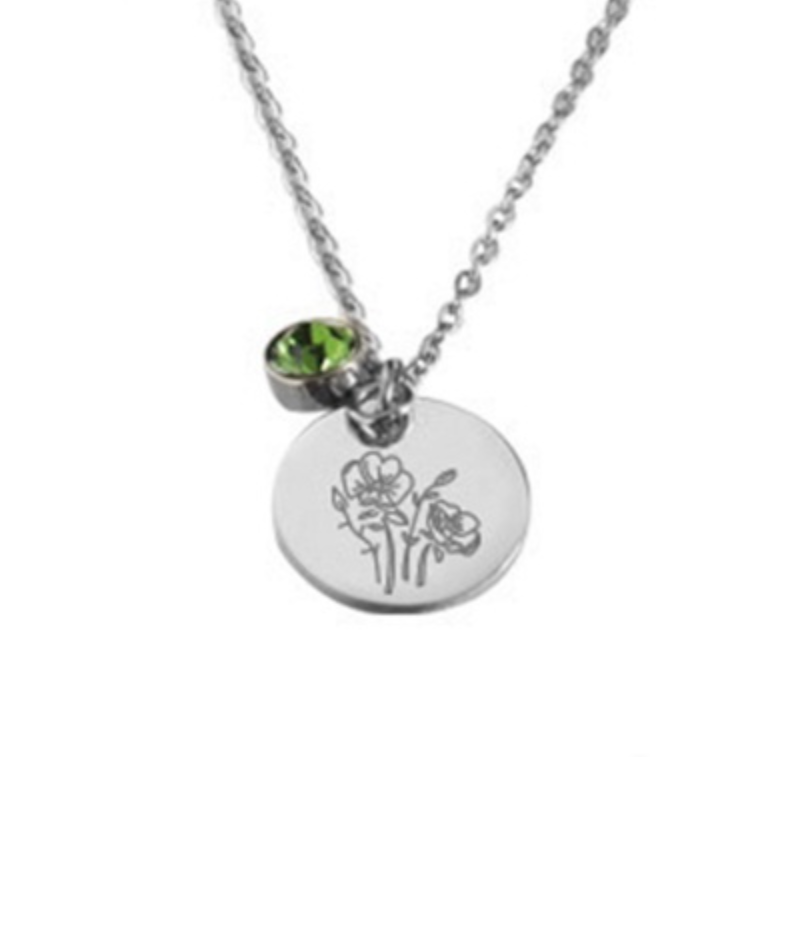 Kette Geburtsblume und Geburtsstein Geschenkidee