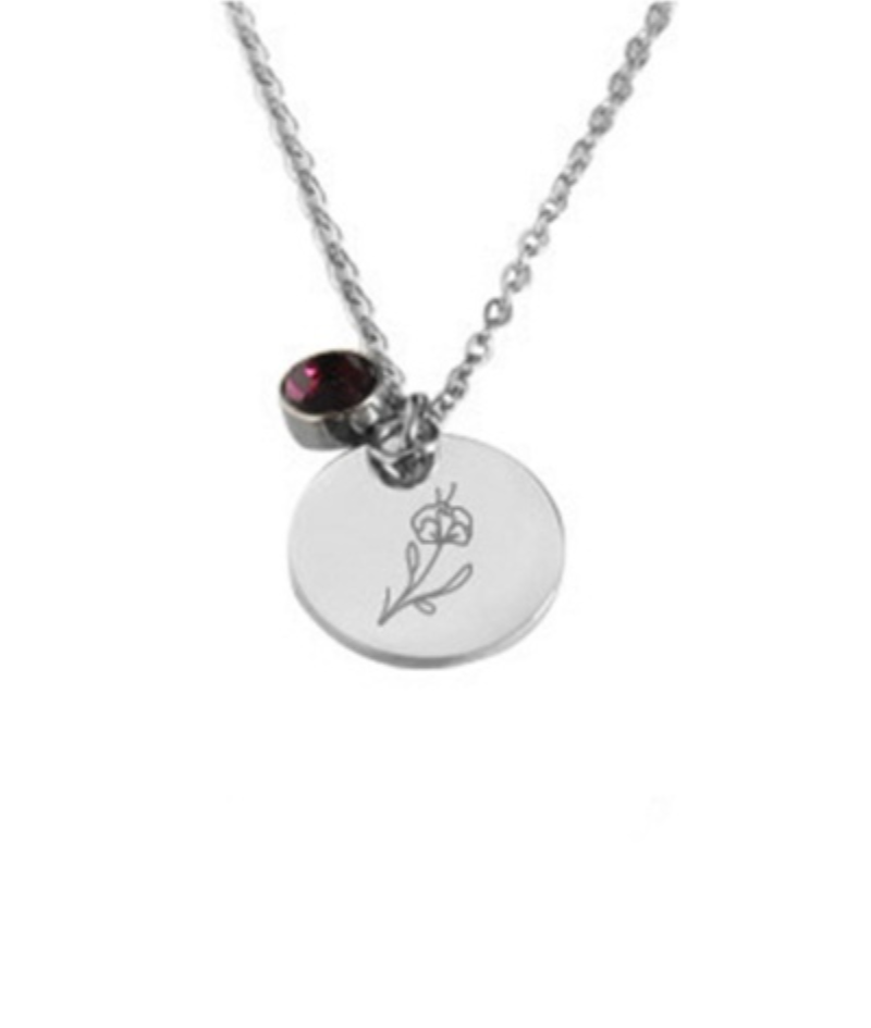 Kette Geburtsblume und Geburtsstein Geschenkidee