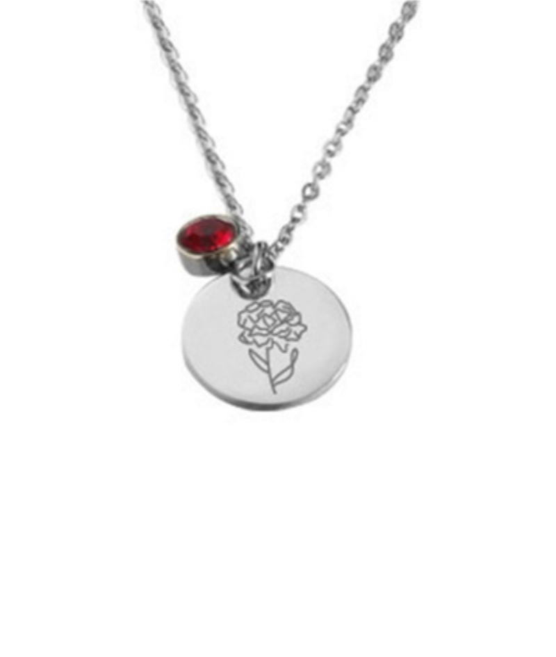 Kette Geburtsblume und Geburtsstein Geschenkidee