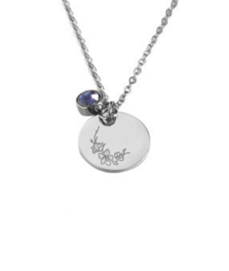 Kette Geburtsblume und Geburtsstein Geschenkidee