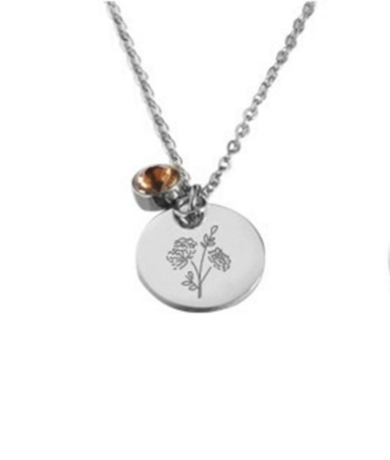 Kette Geburtsblume und Geburtsstein Geschenkidee