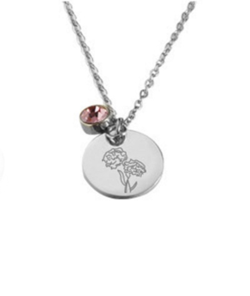 Kette Geburtsblume und Geburtsstein Geschenkidee