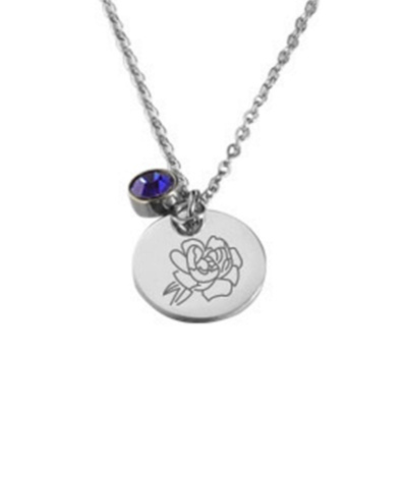 Kette Geburtsblume und Geburtsstein Geschenkidee